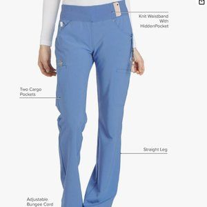 Cherokee Iflex Scrubs Yoga-Inspired Knit Scrub Pants CK002, Ciel Blue, XS-Tall